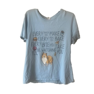 Port and Company Light Blue Graphic Tee with sheltie dog